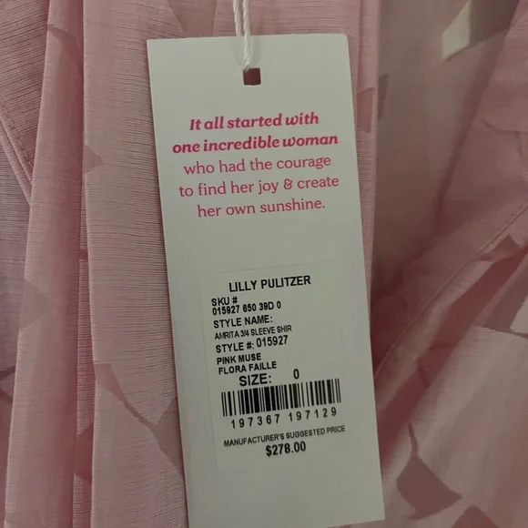 NWT Lily Pulitzer Amrita Pink Floral Button-Up Dress, Sz 0 - Picture 4 of 4